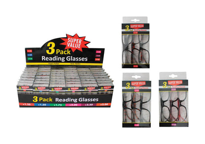 READING GLASSES ASST 3PK - Pack of 48