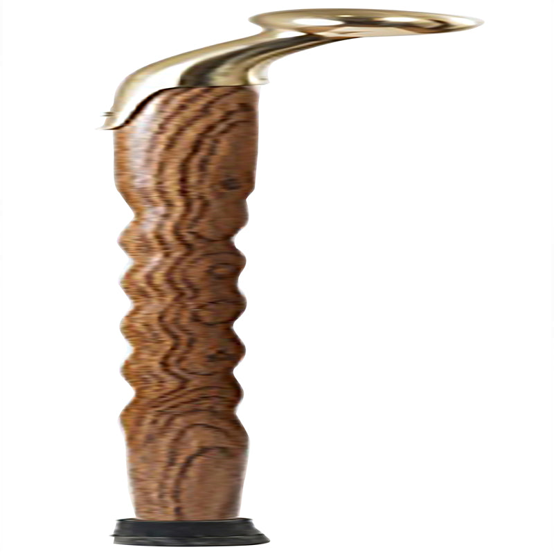 Emery Jensen TWST Oak Hametop Cane, 37-inch impulse novelty cane with a wooden handle and decorative design.