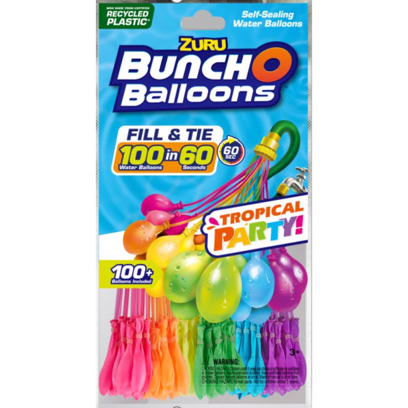 Pack of 100 Emery Jensen water balloons for impulse and novelty fun, shown filled and ready for outdoor play.