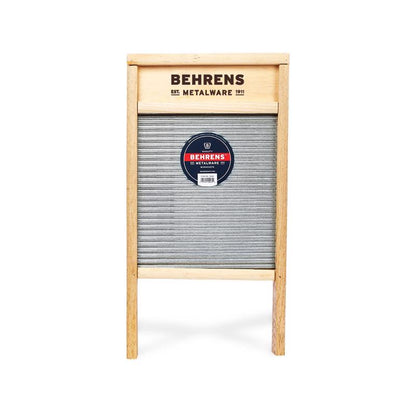 Large galvanized washboard from Emery Jensen indoor accessories, with metal ridges for laundry or decorative use.
