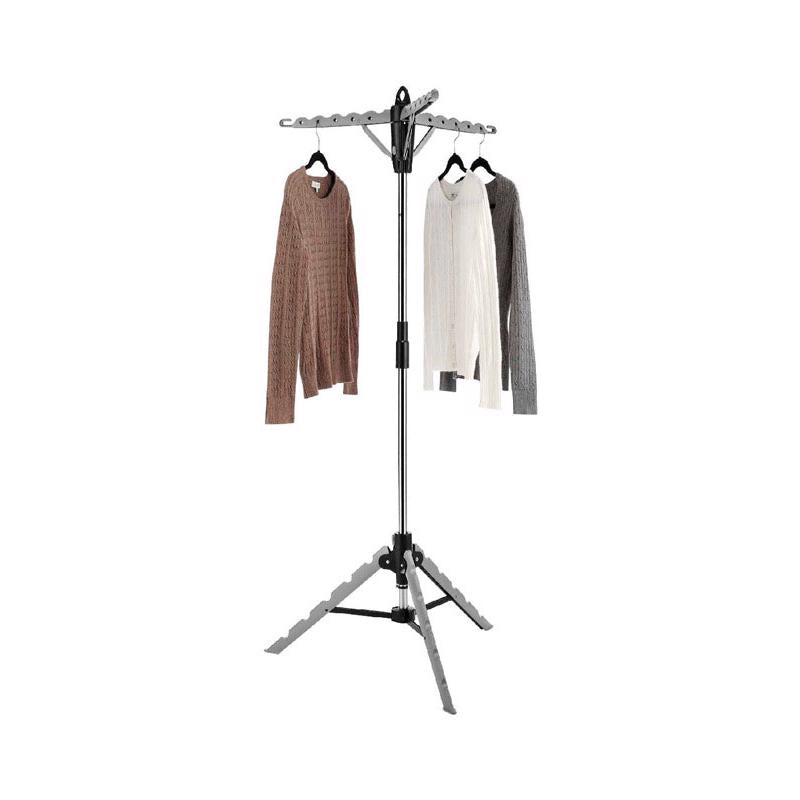 Emery Jensen DRYRACK Tri-pod indoor clothes dryer with 64.5-inch height, featuring multiple drying bars for laundry drying.