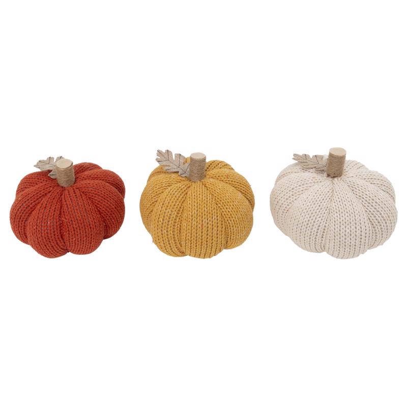 Set of 12 Emery Jensen FLL DCR HRVST pumpkin indoor decorations, 7-inch size, ideal for autumn and Halloween decor.