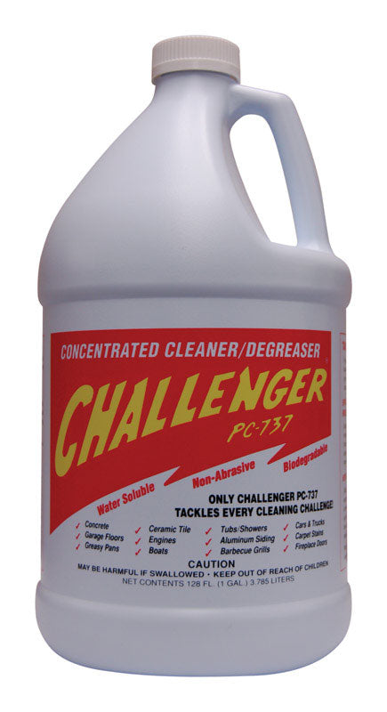 Emery Jensen Challenger industrial cleaner and degreaser packs, 1-gallon bottles, four-pack for heavy-duty cleaning.