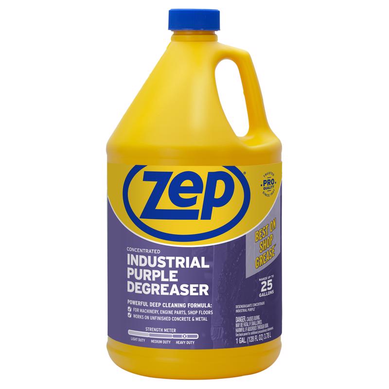 Set of four Emery Jensen industrial cleaner bottles, 128 oz each, designed for heavy-duty cleaning tasks.