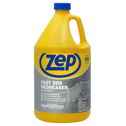 Emery Jensen Degreaser Fast 505 industrial cleaner in four 128oz bottles, suitable for heavy-duty grease and grime removal.