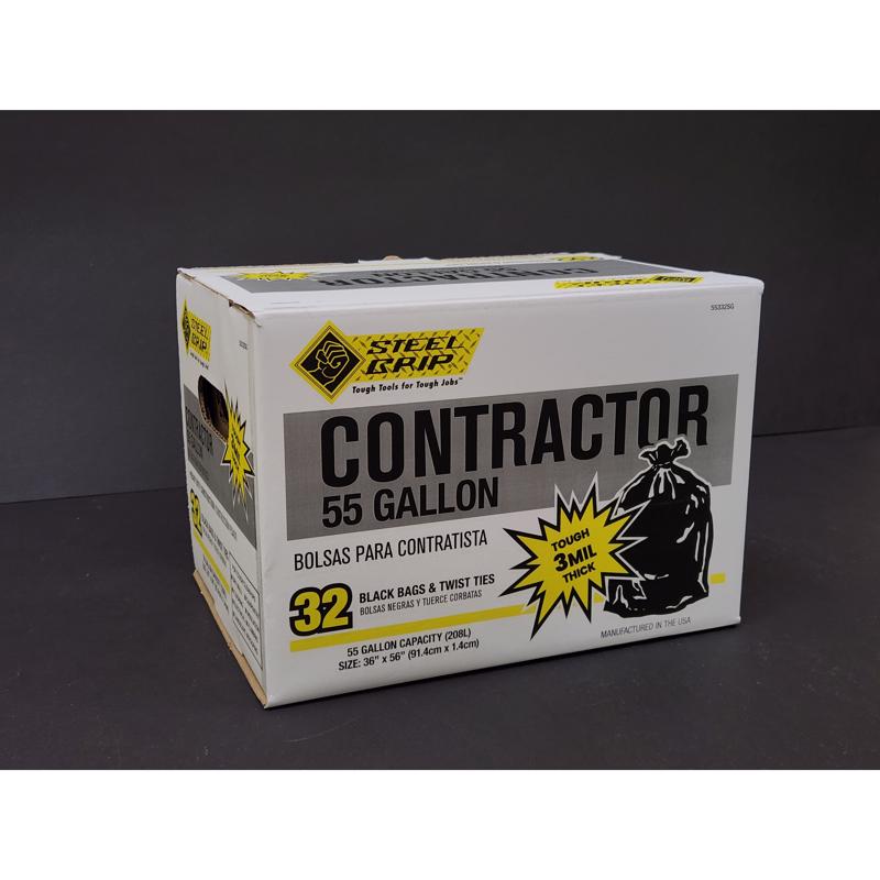 Emery Jensen industrial CNTRCTR bags, 55g, 32-pack, durable commercial trash bags for industrial use.