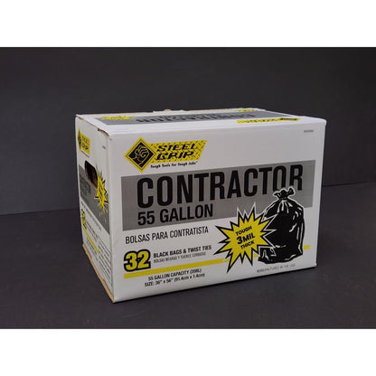 Emery Jensen industrial CNTRCTR bags, 55g, 32-pack, durable commercial trash bags for industrial use.