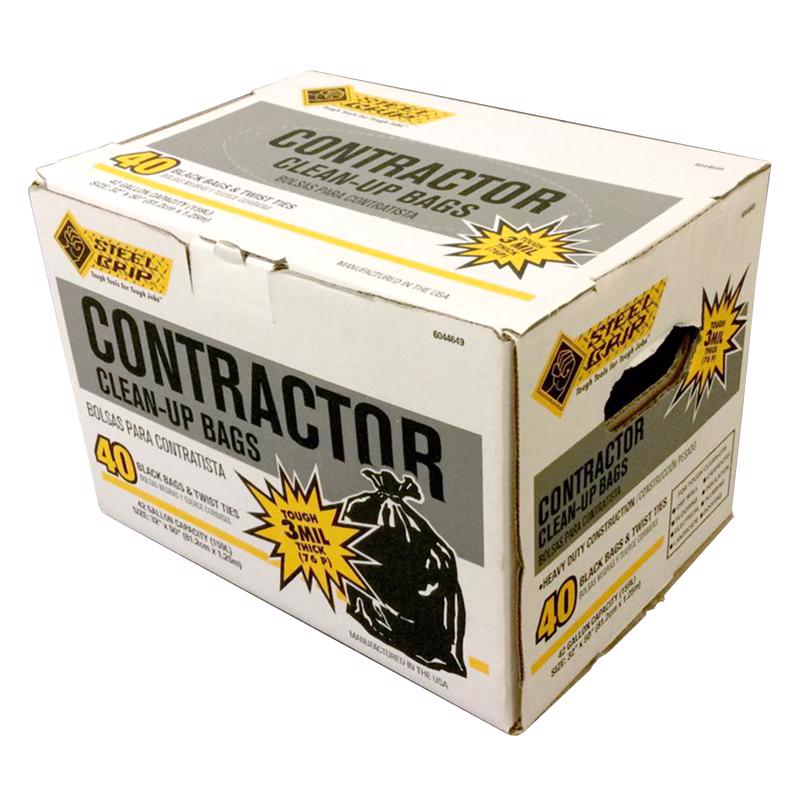 Set of 40 Emery Jensen industrial contractor bags, 42-gallon capacity, heavy-duty waste disposal for commercial use.