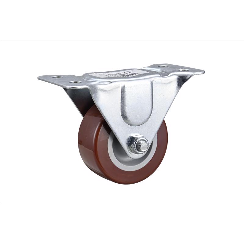 Rigid 2.5-inch industrial caster plate by Emery Jensen, shown in a close-up image for truck and industrial equipment use.