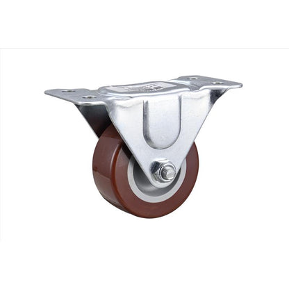 Rigid 2.5-inch industrial caster plate by Emery Jensen, shown in a close-up image for truck and industrial equipment use.