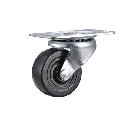 Emery Jensen industrial truck caster with soft rubber wheels, 2-1/2 inch diameter for smooth movement and load support.