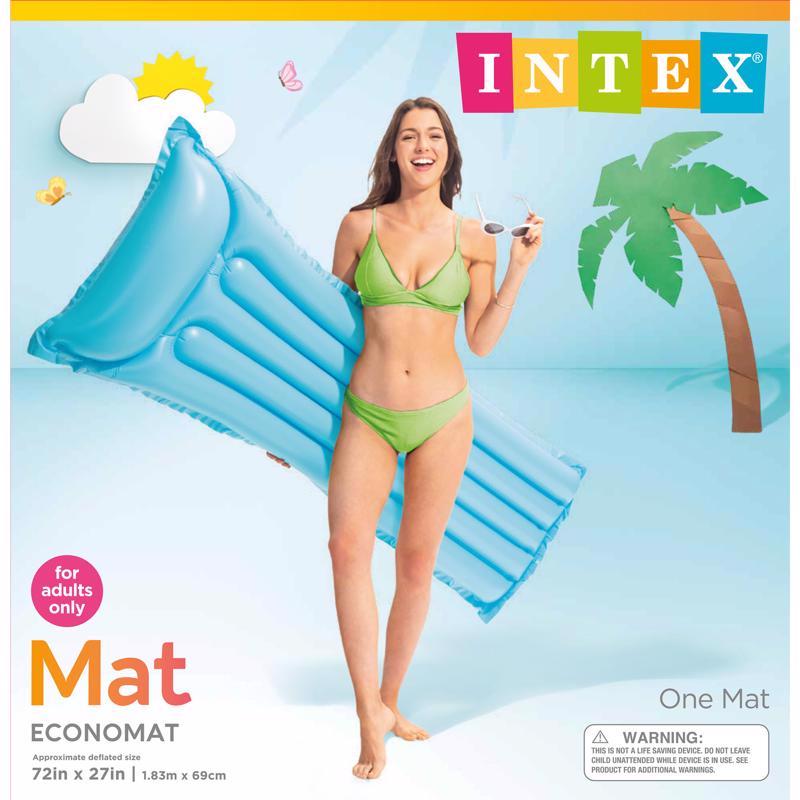 Glossy inflatable float mat from Emery Jensen, 72x27 inches, ideal for pool lounging and relaxation.