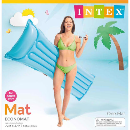 Glossy inflatable float mat from Emery Jensen, 72x27 inches, ideal for pool lounging and relaxation.
