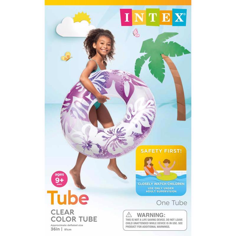 Emery Jensen 36-inch diameter swim tire tube, an inflatable pool device, shown in a close-up view.