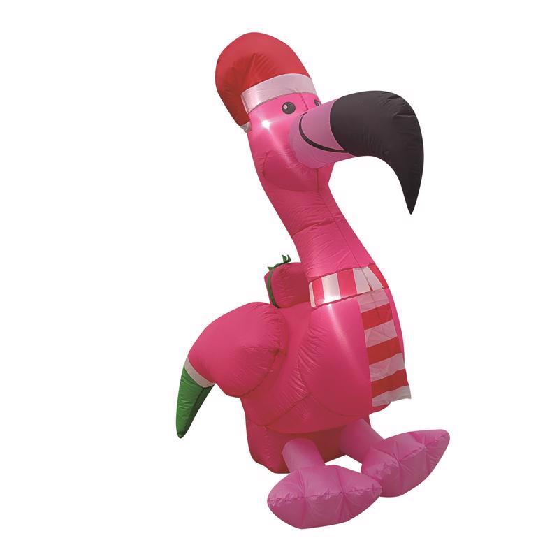 Emery Jensen HLIDY flamingo inflatable pool float, 5-foot size, bright pink color, perfect for summer relaxation and pool fun.