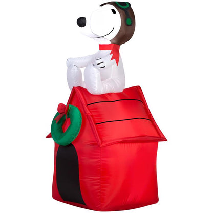 Colorful inflatable Snoopy house by Emery Jensen, featuring a playful design and vibrant details, perfect for outdoor decoration.