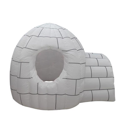 Inflatable Igloo tent with front LED lights by Emery Jensen, 96 inches tall, suitable for outdoor use and camping.