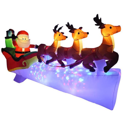 Emery Jensen inflatable Santa and deer decoration for festive holiday outdoor display.