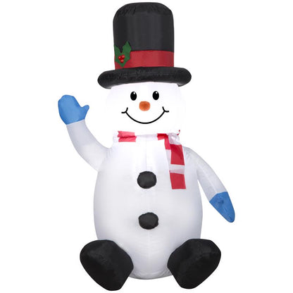 Inflatable snowman decoration by Emery Jensen, 48 inches tall, with a classic white snowman design and festive accessories.