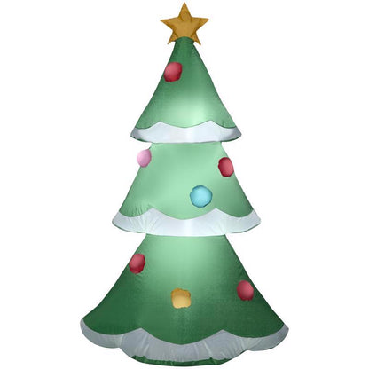 Inflatable Christmas tree by Emery Jensen, festive holiday decoration, colorful with detailed branch design.