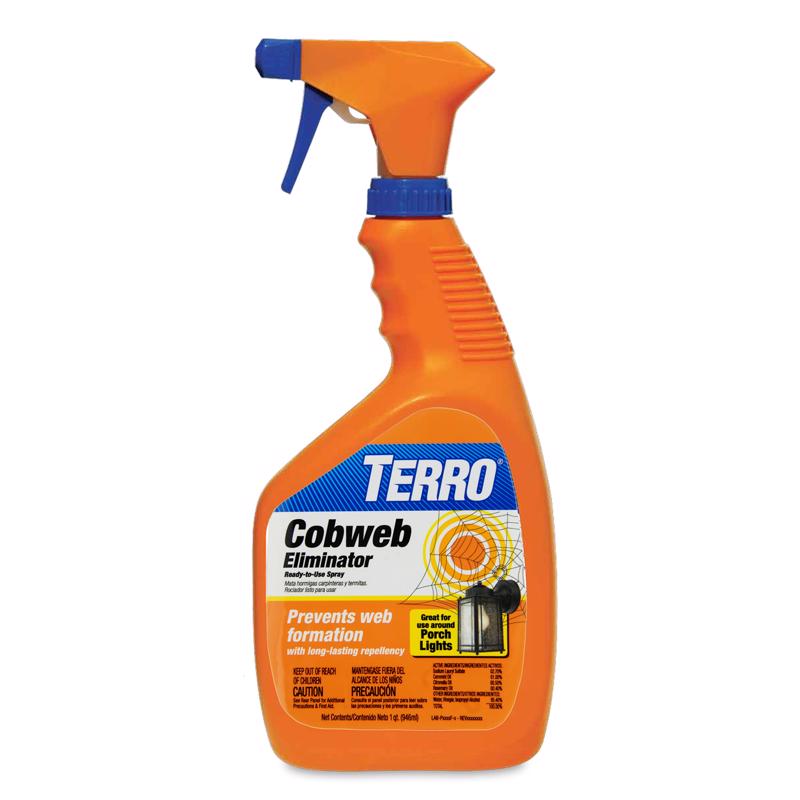 Emery Jensen Cobweb Eliminator insect repellent in a 1-quart bottle, designed to remove and prevent cobwebs and insects.