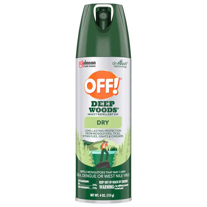 Pack of 12 Emery Jensen Deep Woods Off Dry insect repellent bottles, 4 oz each, for outdoor protection against insects.