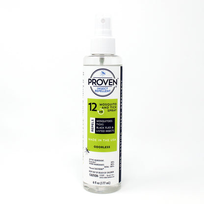 Emery Jensen insect repellent spray bottle, 6 oz, designed to repel insects and provide outdoor protection.