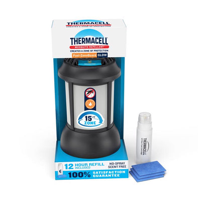 Emery Jensen insect repellent lantern in white, designed to repel insects and provide outdoor lighting.
