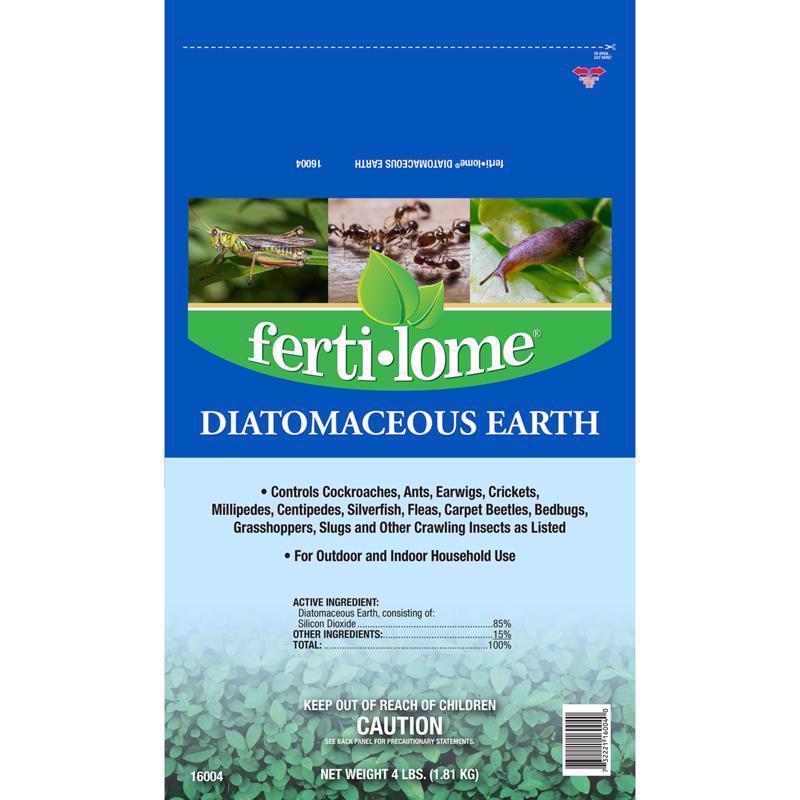 Emery Jensen Diatomaceous Earth 4# insecticide granules in a bag, used for pest control and natural insect management.