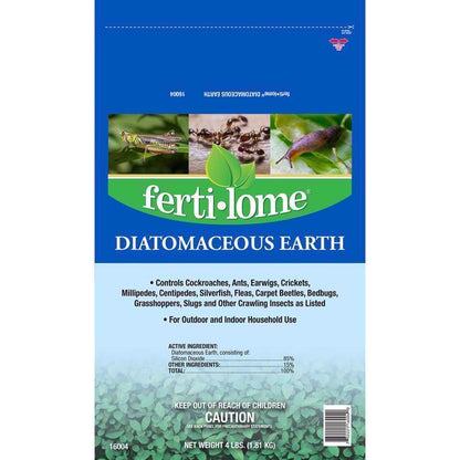 Emery Jensen Diatomaceous Earth 4# insecticide granules in a bag, used for pest control and natural insect management.