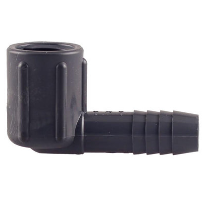 Emery Jensen 90D ELBW nylon insert with threaded male fitting, 1/2 inch size, designed for plumbing or industrial applications.