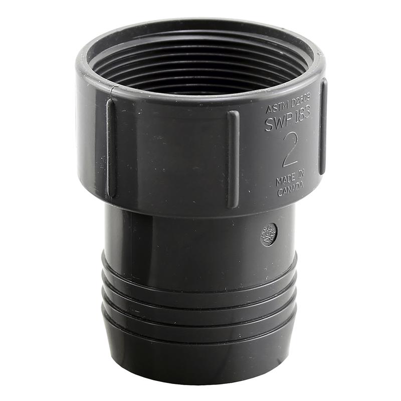 Emery Jensen 2-inch nylon adapter insert fitting with female pipe thread (FPT) for plumbing connections.