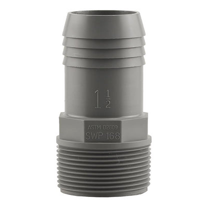 Emery Jensen 1.5-inch nylon insert fitting with threaded connection for plumbing or piping applications.