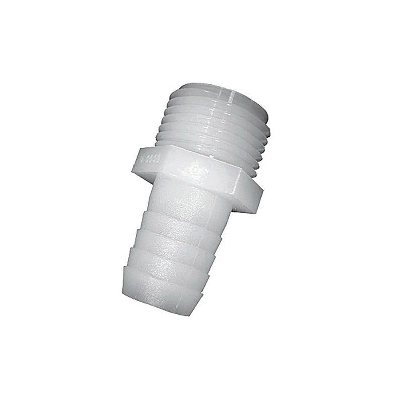 Pack of 5 Emery Jensen nylon insert fittings with 3/4 inch hose and barb connections for plumbing or irrigation applications.