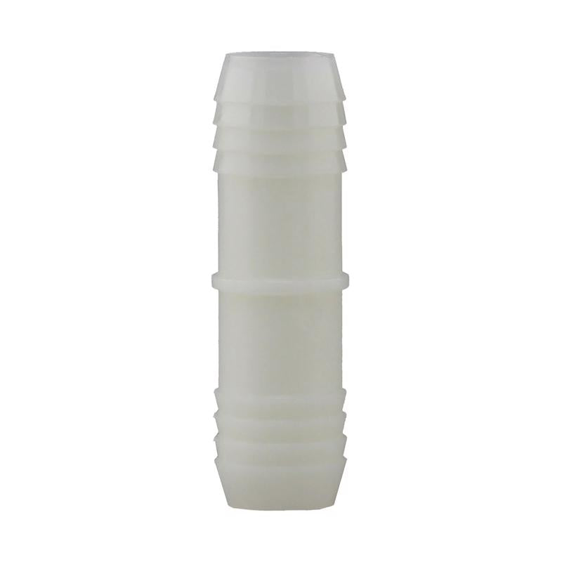 Emery Jensen couple nylon 1-inch insert fittings with threaded nylon construction for plumbing or industrial use.