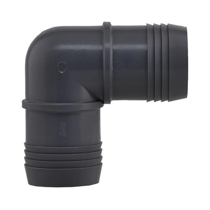 Emery Jensen 2-inch nylon elbow insert with threaded fitting for plumbing and piping applications.