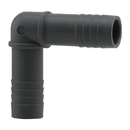 Emery Jensen 3/4-inch nylon elbow insert fitting with threaded ends for plumbing or piping applications.