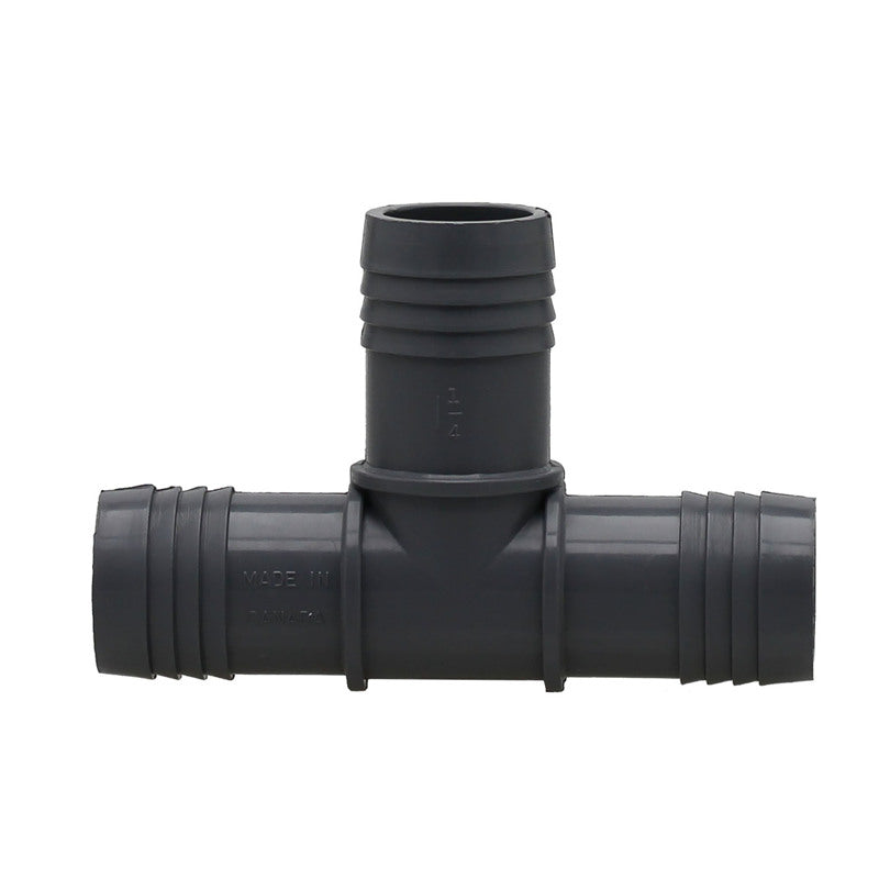 Nylon TEE insert with threaded connection, 1-1/4 inch size, designed for plumbing or irrigation applications by Emery Jensen