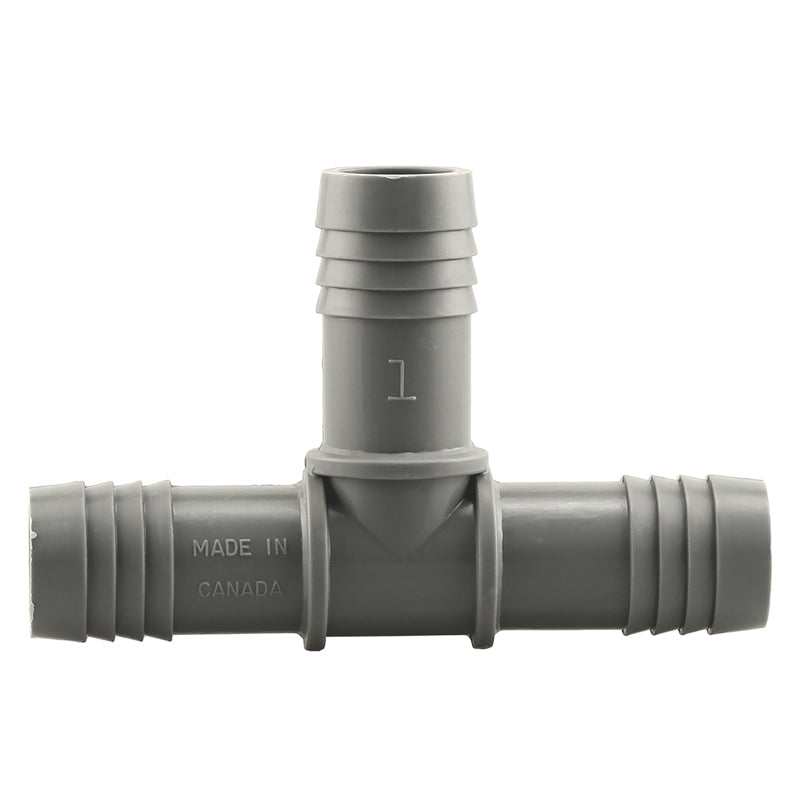 Emery Jensen 1-inch nylon tee insert with threaded fitting, designed for secure plumbing connections.