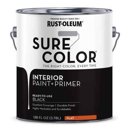 Paint+primr FLT BLK 128OZ - Pack of 2
