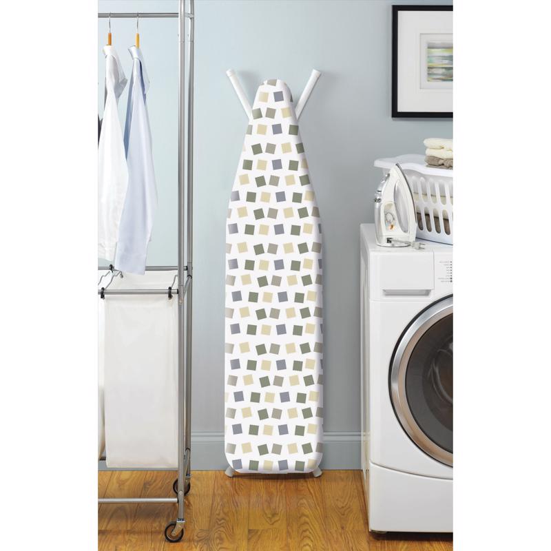 Emery Jensen ironing board cover set for 54-inch ironing boards with padded, heat-resistant fabric for smooth ironing.
