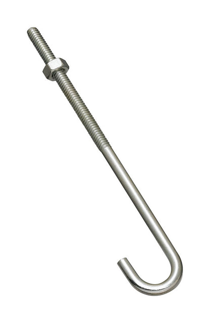 Emery Jensen ZNC PLT J-bolt 1/4x6 inch, heavy-duty steel J-bolt with zinc plating for secure fastening and corrosion resistance.