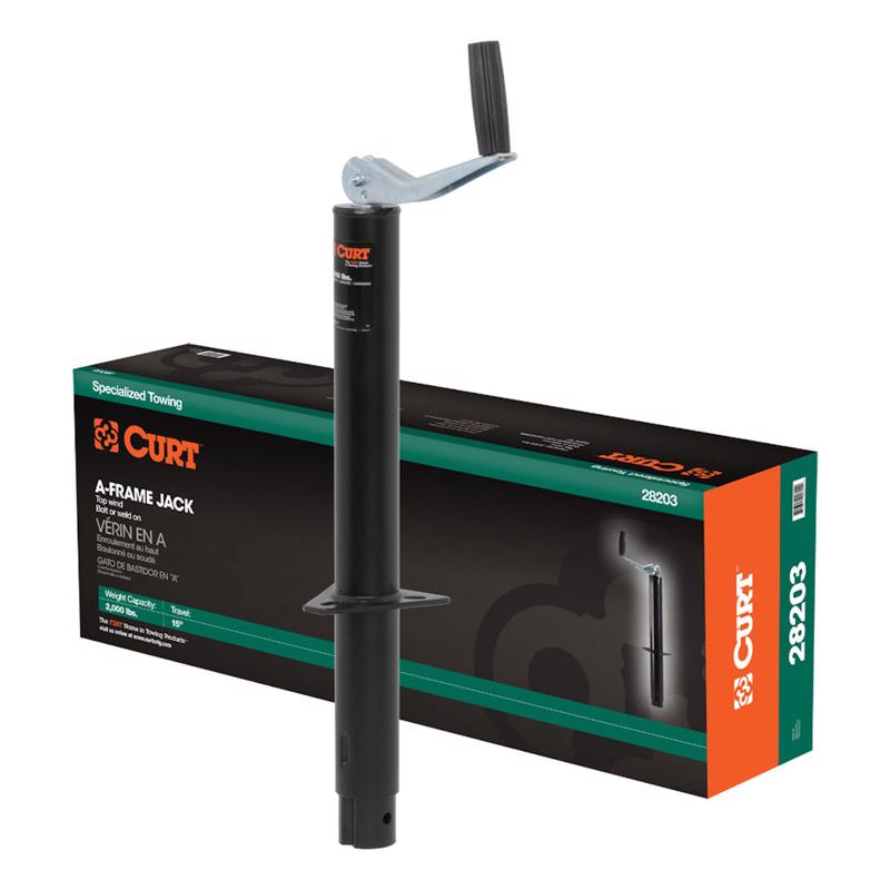 Emery Jensen 9-inch black farm and commercial jack, A-frame style, used for heavy-duty lifting and support in agricultural settings.