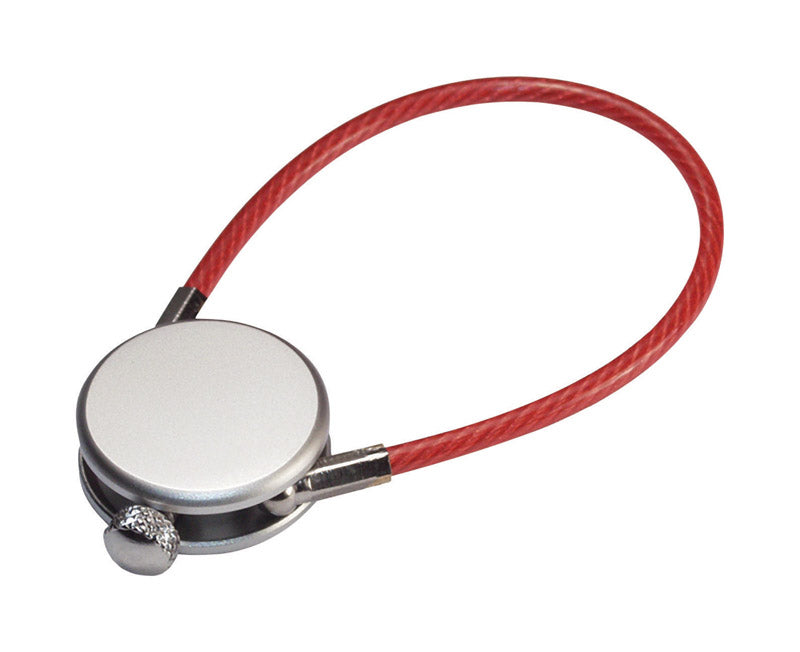 Emery Jensen key rings with cable lock and card holder, durable metal keychain accessory for secure keys and cards.