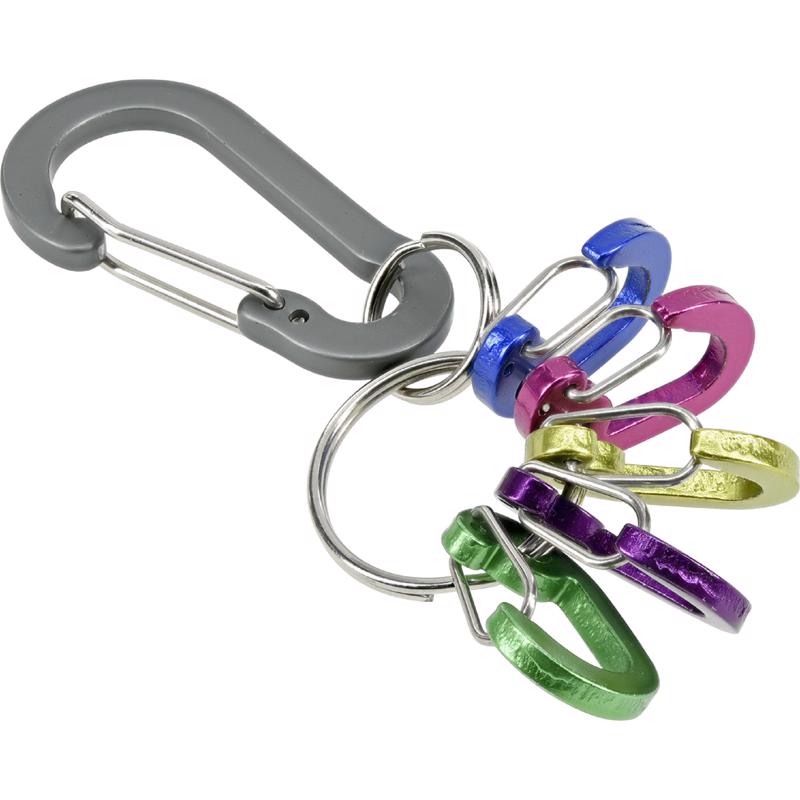 Emery Jensen key rings with durable carabiner clips for secure attachment and easy access to keys and small items.