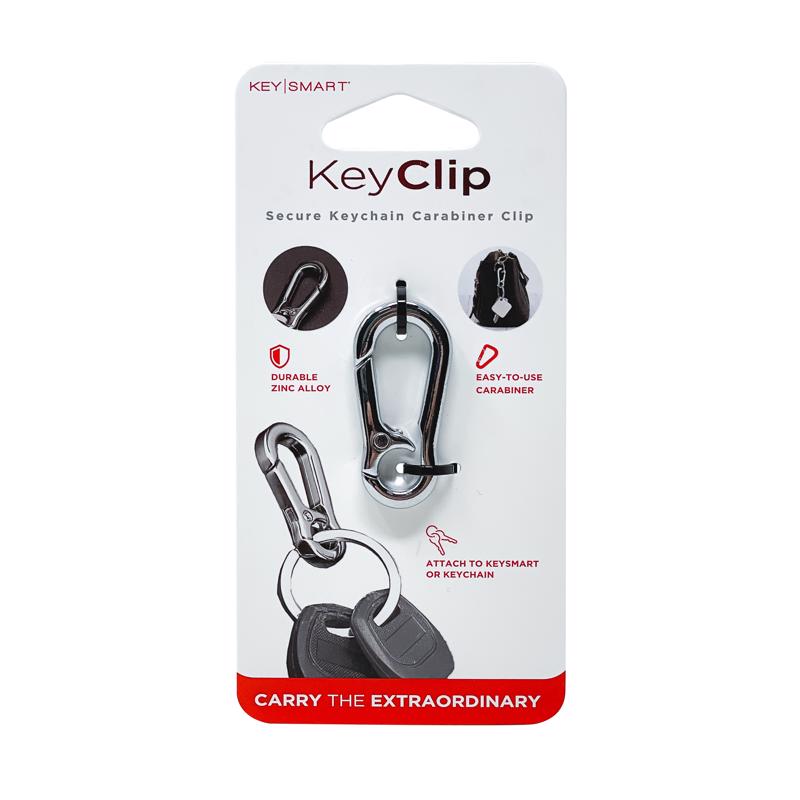 Stainless steel carabiner key chain by Emery Jensen featuring a durable key ring and sturdy clip for secure key organization.