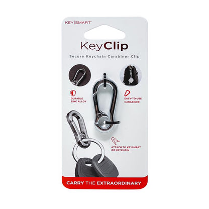 Stainless steel carabiner key chain by Emery Jensen featuring a durable key ring and sturdy clip for secure key organization.