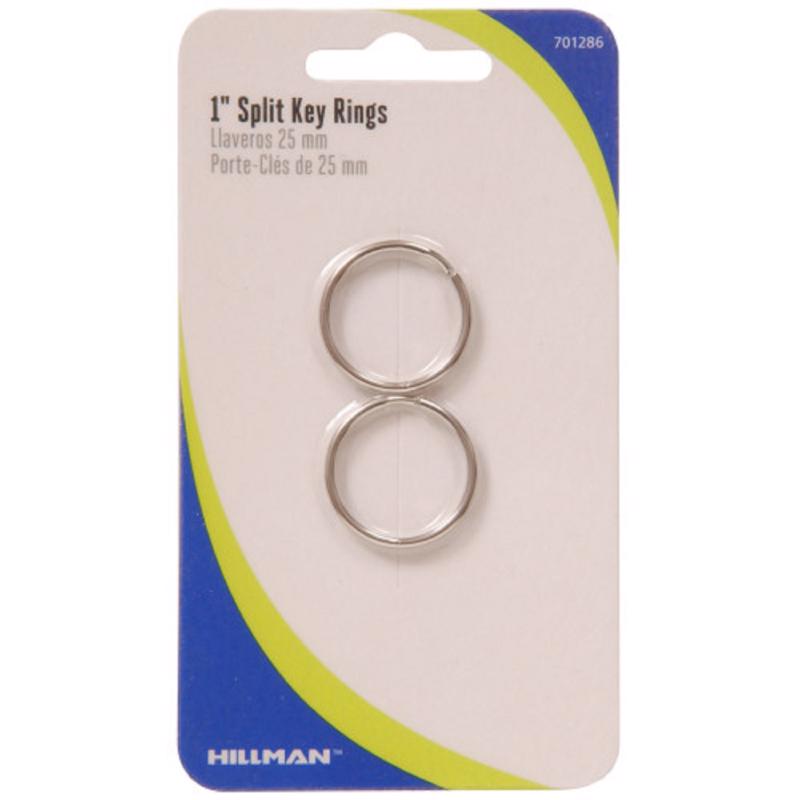 Emery Jensen CD 1-inch split key rings showing silver metal key rings with a split design for holding keys.