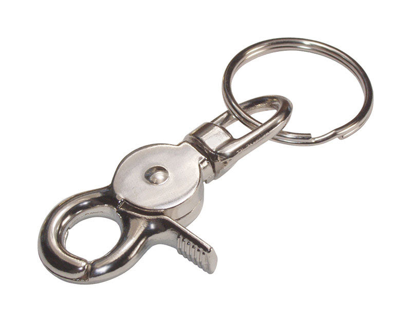 Emery Jensen CD trigger snap key ring with ring, durable metal keychain for holding keys or accessories.