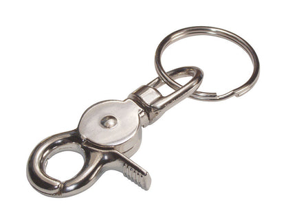 Emery Jensen CD trigger snap key ring with ring, durable metal keychain for holding keys or accessories.